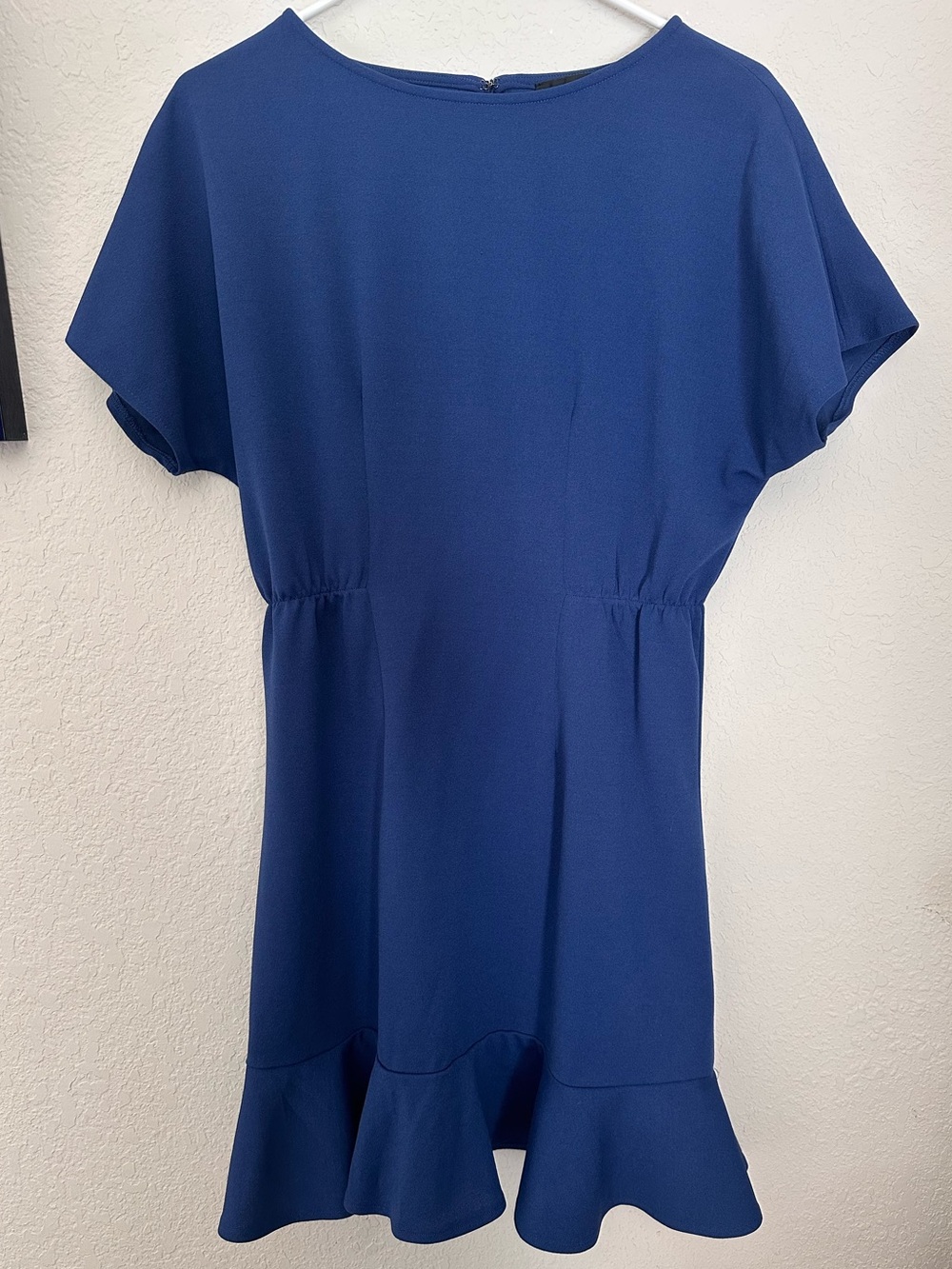 Donna Morgan Royal Blue Short Sleeve Ruffle Hem Dress